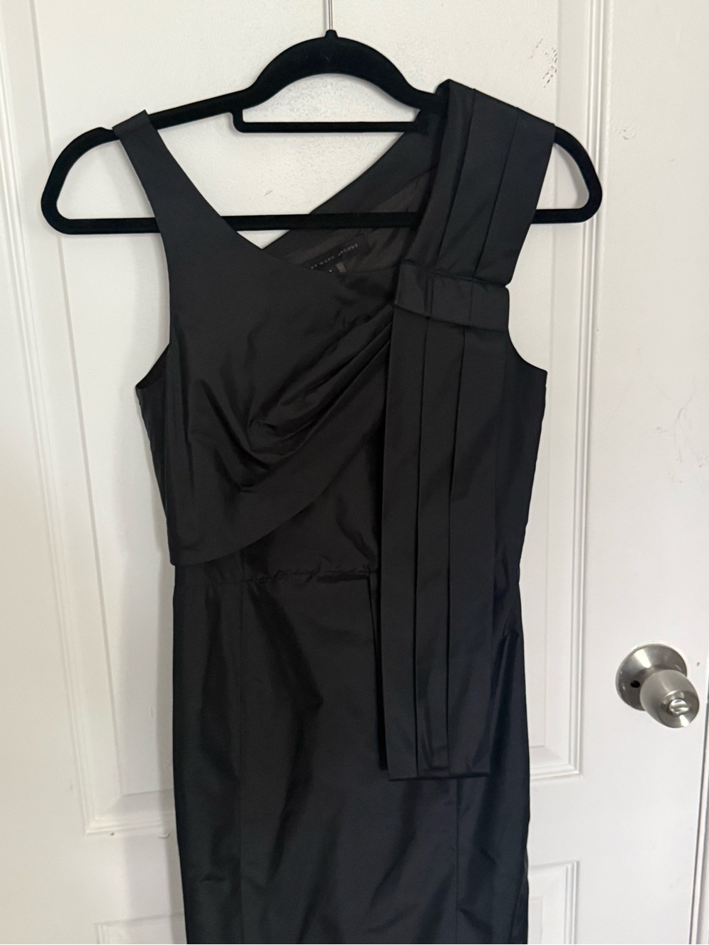 Marc By Marc Jacobs Black One-Shoulder Pleated Sash Dress